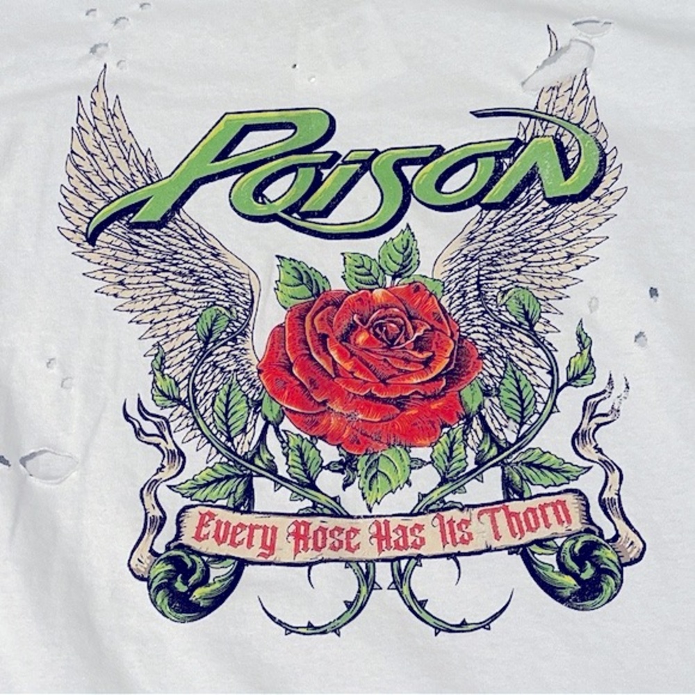 NWT Poison Every Rose Has Its Thorn Distressed Graphic T Shirt Size